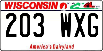 WI license plate 203WXG
