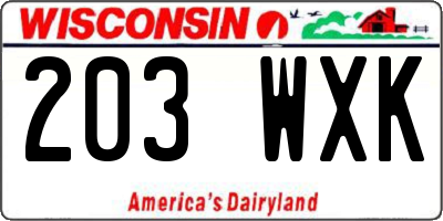 WI license plate 203WXK