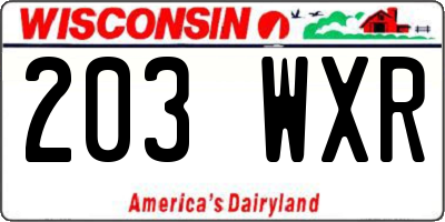 WI license plate 203WXR
