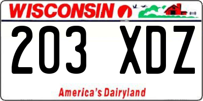 WI license plate 203XDZ