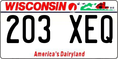 WI license plate 203XEQ