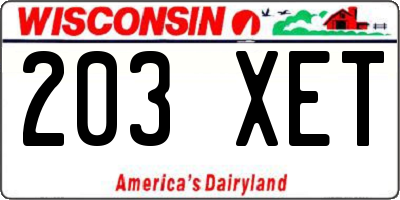 WI license plate 203XET