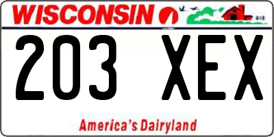 WI license plate 203XEX