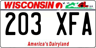 WI license plate 203XFA