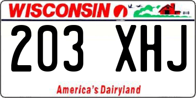 WI license plate 203XHJ