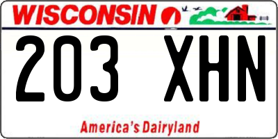 WI license plate 203XHN