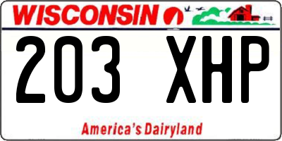 WI license plate 203XHP