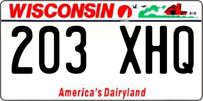 WI license plate 203XHQ