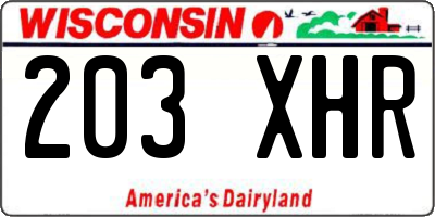 WI license plate 203XHR