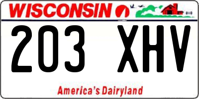 WI license plate 203XHV