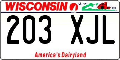 WI license plate 203XJL