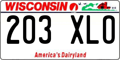 WI license plate 203XLO