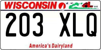 WI license plate 203XLQ