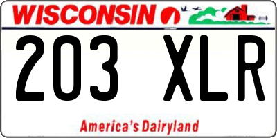 WI license plate 203XLR