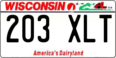 WI license plate 203XLT