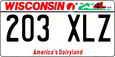 WI license plate 203XLZ