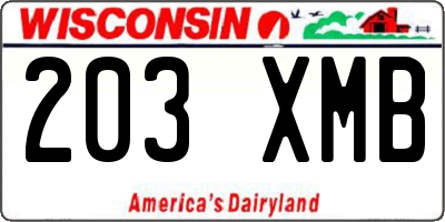 WI license plate 203XMB