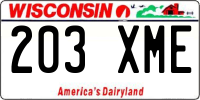 WI license plate 203XME
