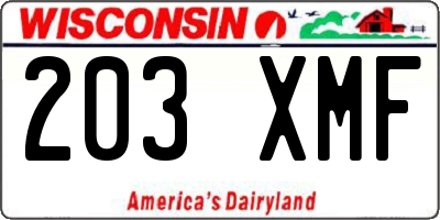 WI license plate 203XMF