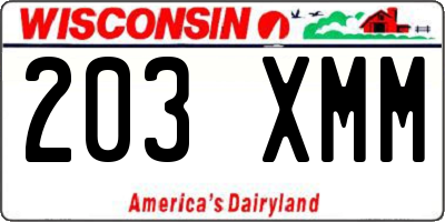 WI license plate 203XMM