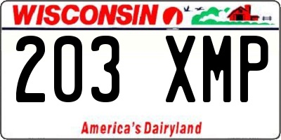 WI license plate 203XMP