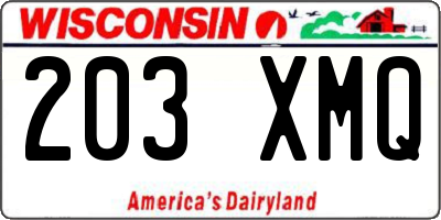 WI license plate 203XMQ