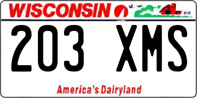 WI license plate 203XMS