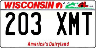 WI license plate 203XMT