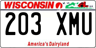 WI license plate 203XMU