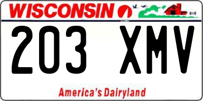 WI license plate 203XMV
