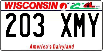 WI license plate 203XMY