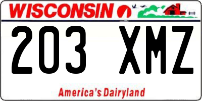 WI license plate 203XMZ