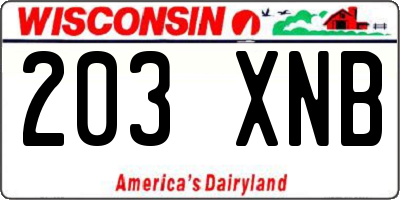 WI license plate 203XNB