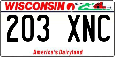 WI license plate 203XNC