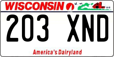 WI license plate 203XND