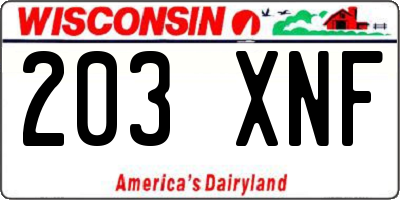 WI license plate 203XNF