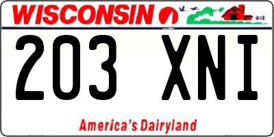 WI license plate 203XNI