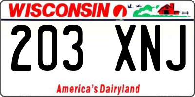 WI license plate 203XNJ