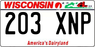 WI license plate 203XNP