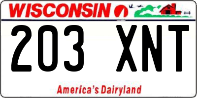 WI license plate 203XNT