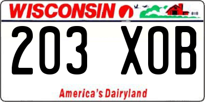 WI license plate 203XOB