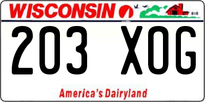 WI license plate 203XOG