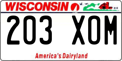 WI license plate 203XOM