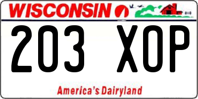WI license plate 203XOP