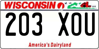 WI license plate 203XOU