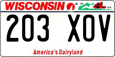 WI license plate 203XOV
