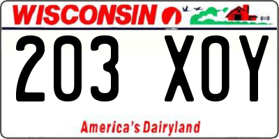 WI license plate 203XOY