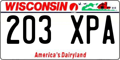 WI license plate 203XPA