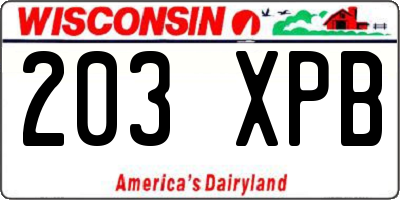 WI license plate 203XPB