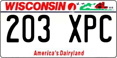 WI license plate 203XPC